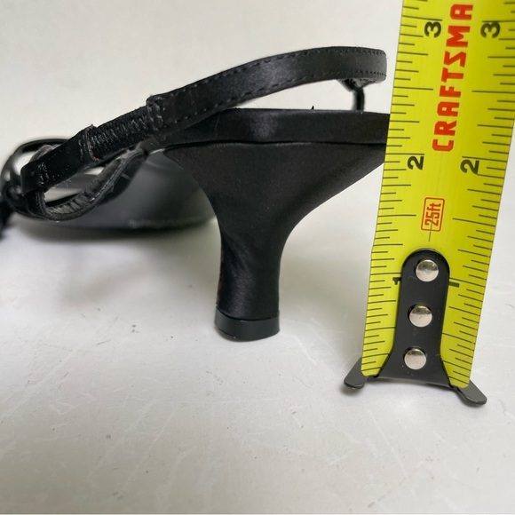 Vintage 90s Y2K strappy rhinestone satin slingback kitten heels 8 - Picture 8 of 11